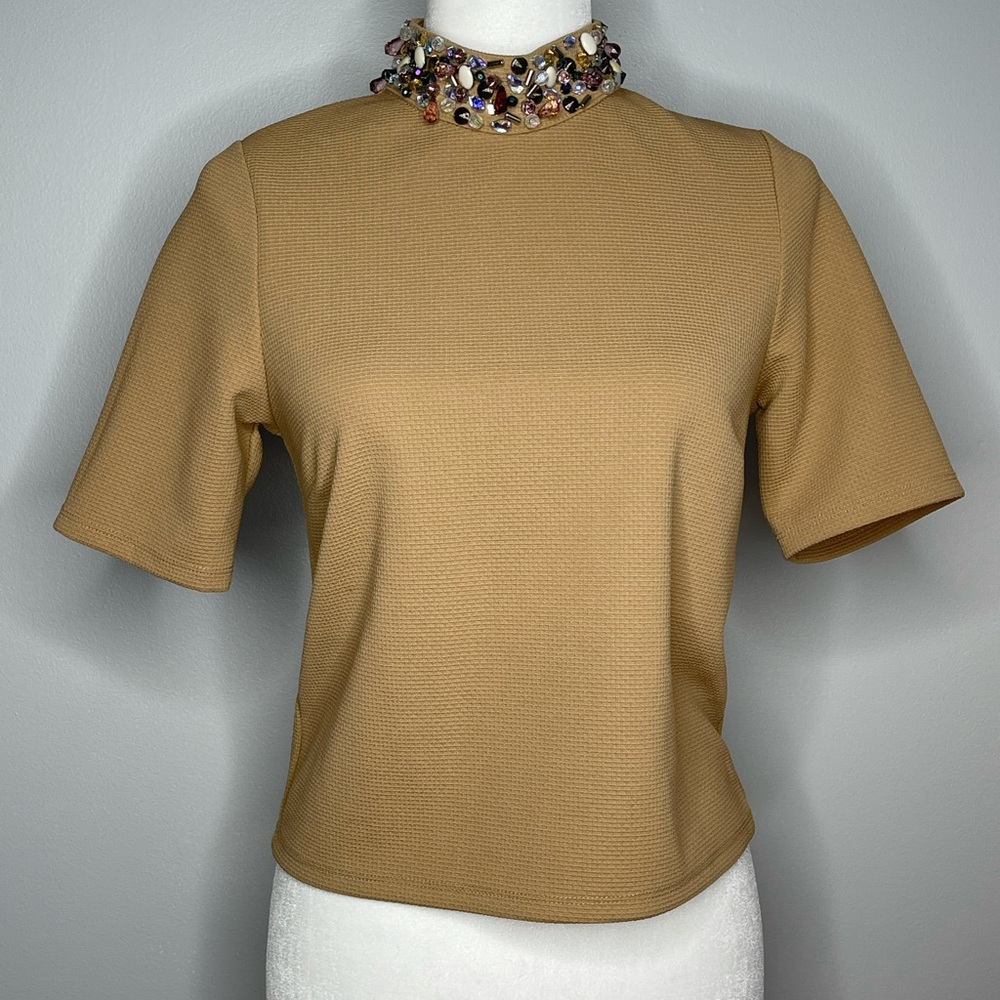 Bejeweled neckline top